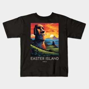 A Pop Art Travel Print of Easter Island - Chile Kids T-Shirt